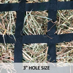 Dura-Tech® 3" Hole Half Bale Net Hay Bag 8 Dura-Tech® 3" Hole Half Bale Net Hay Bag -Classic Equine Shop 43264 feature b overlay